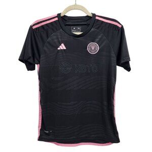 Adidas Girls 26 Jersey Soccer Lionel Messi Inter Miami FC Away Black Pink Slim